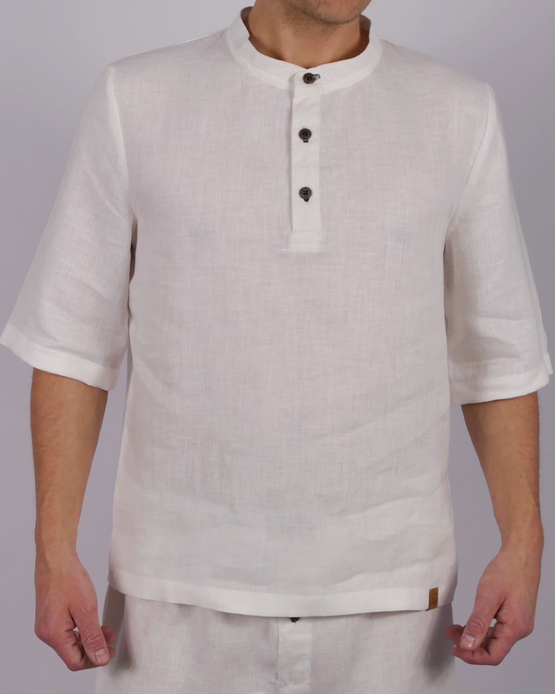 Leinen Poloshirt Neyara - blaue Akzente