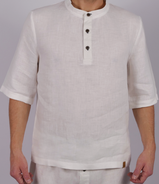 Leinen Poloshirt Neyara - blaue Akzente