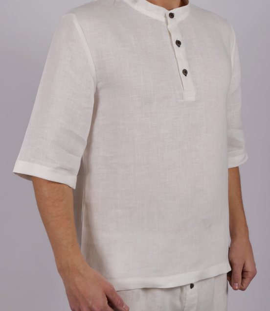 Leinen Poloshirt Neyara - blaue Akzente