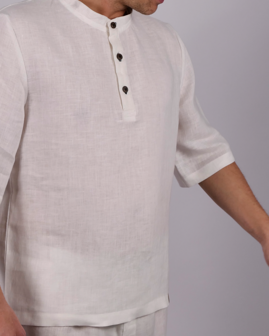 Leinen Poloshirt Neyara - blaue Akzente