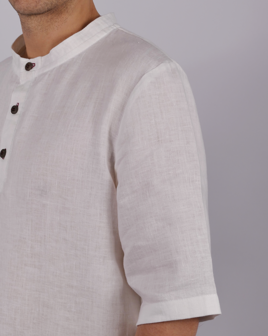 Leinen Poloshirt Neyara - rote Akzente