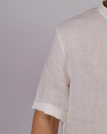 Leinen Poloshirt Neyara - rote Akzente