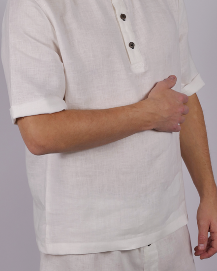 Leinen Poloshirt Neyara - blaue Akzente