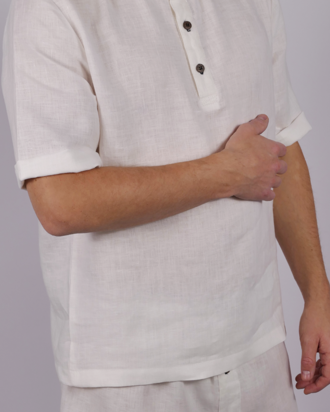 Leinen Poloshirt Neyara - blaue Akzente