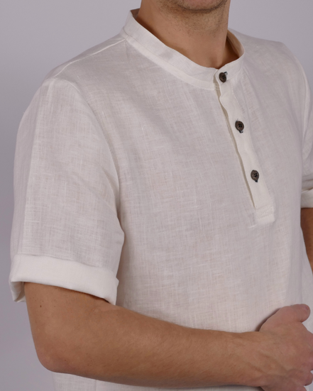 Leinen Poloshirt Neyara - blaue Akzente