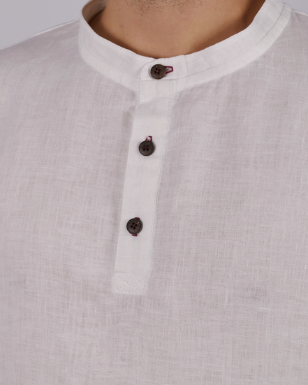 Leinen Poloshirt Neyara - rote Akzente