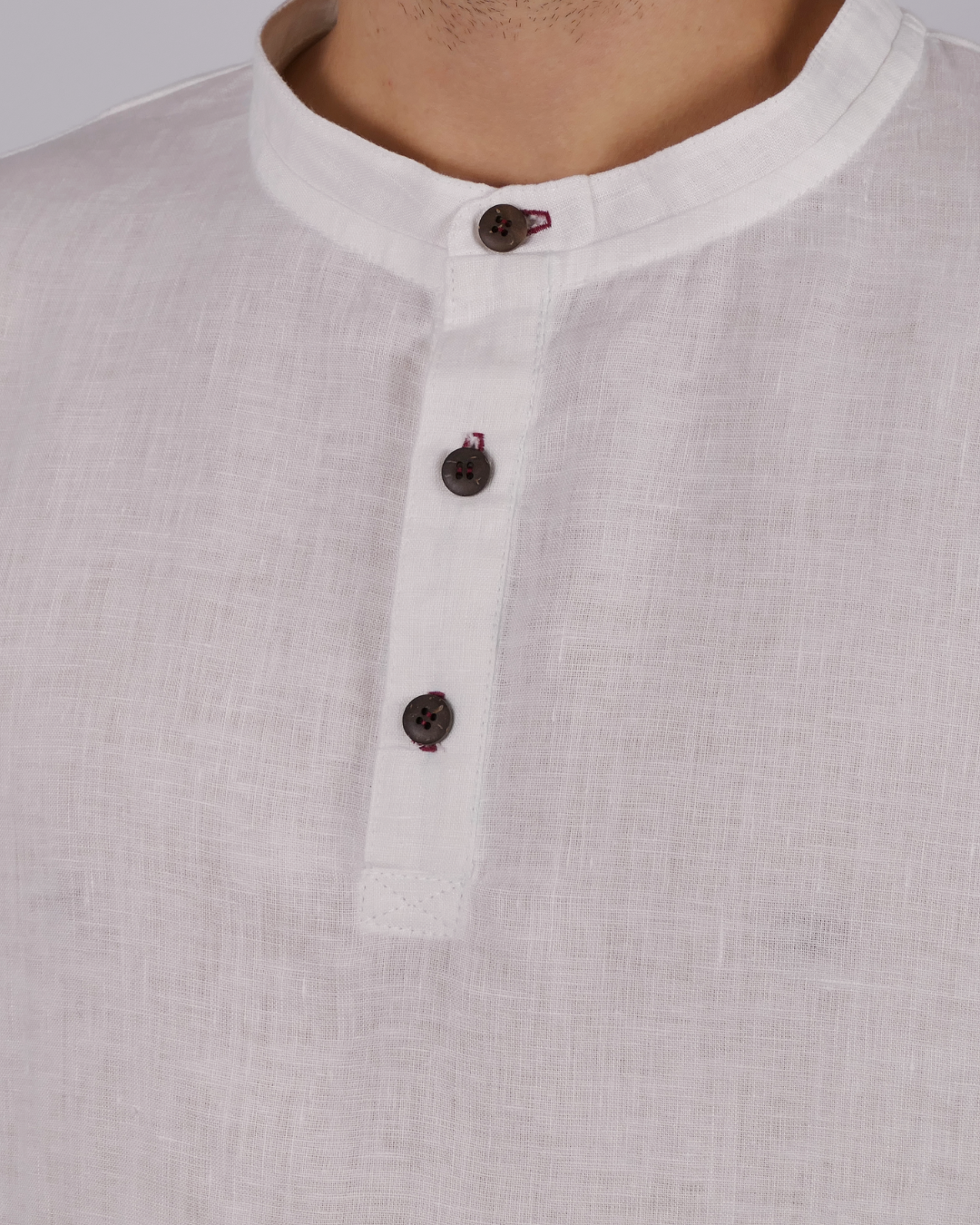 Leinen Poloshirt Neyara - rote Akzente