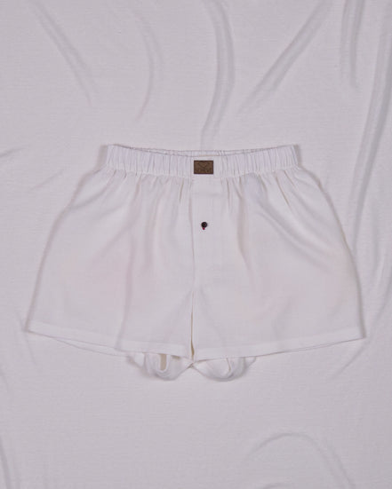 Weiße Herren Boxershorts aus nachhaltigem Leinen, locker geschnitten, Produktansicht