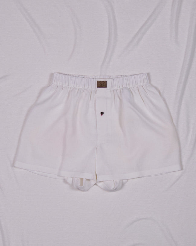 Weiße Herren Boxershorts aus nachhaltigem Leinen, locker geschnitten, Produktansicht