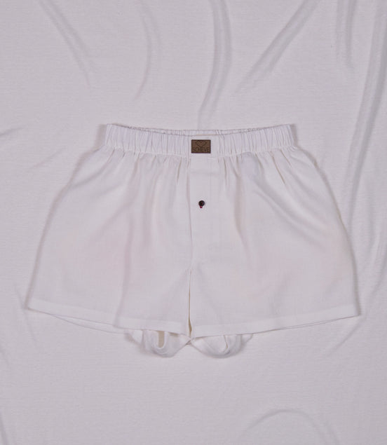 Weiße Herren Boxershorts aus nachhaltigem Leinen, locker geschnitten, Produktansicht