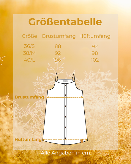 Damen Sommer Outfit 100 % Leinen , Top Größentabelle