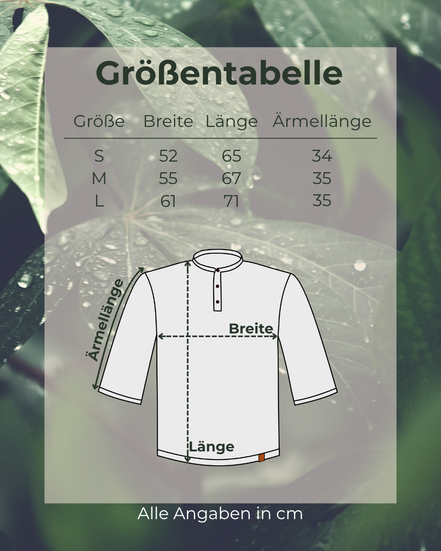 Größentabelle für SCHEVE Herren Pyjama Poloshirt mit Maßen für Brust, Länge und Ärmellänge